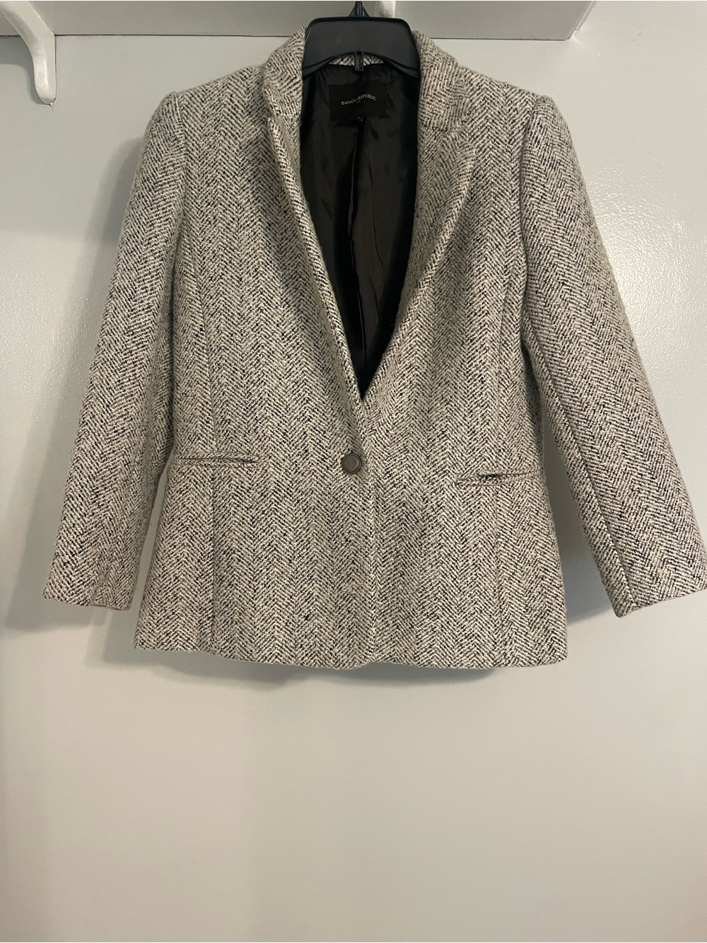 Banana Republic Herringbone Tweed Blazer Jacket Lined Size 10 Like New